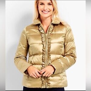 Talbots Metallic Gold Down Filled Puffer Jacket